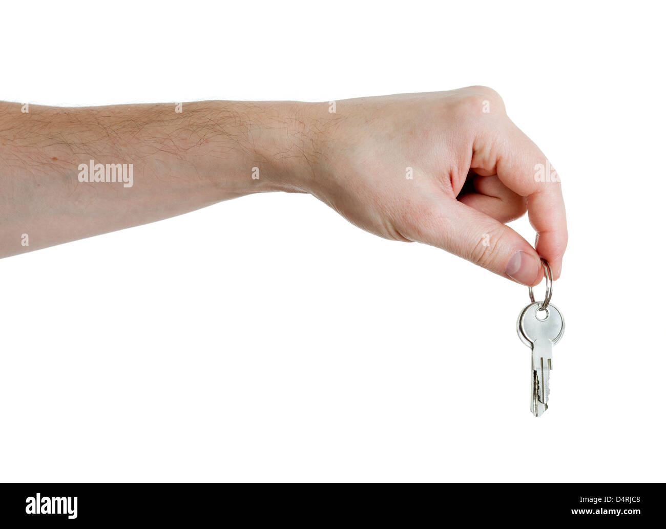 hand holding keys on a white background Stock Photo - Alamy