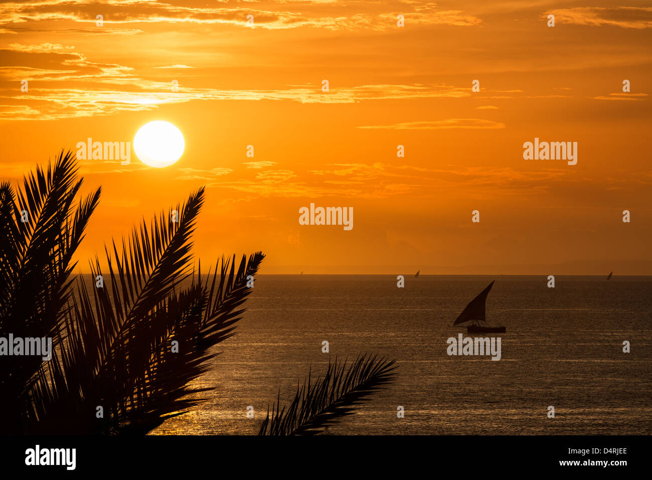 Sunset in Zanzibar Stock Photo