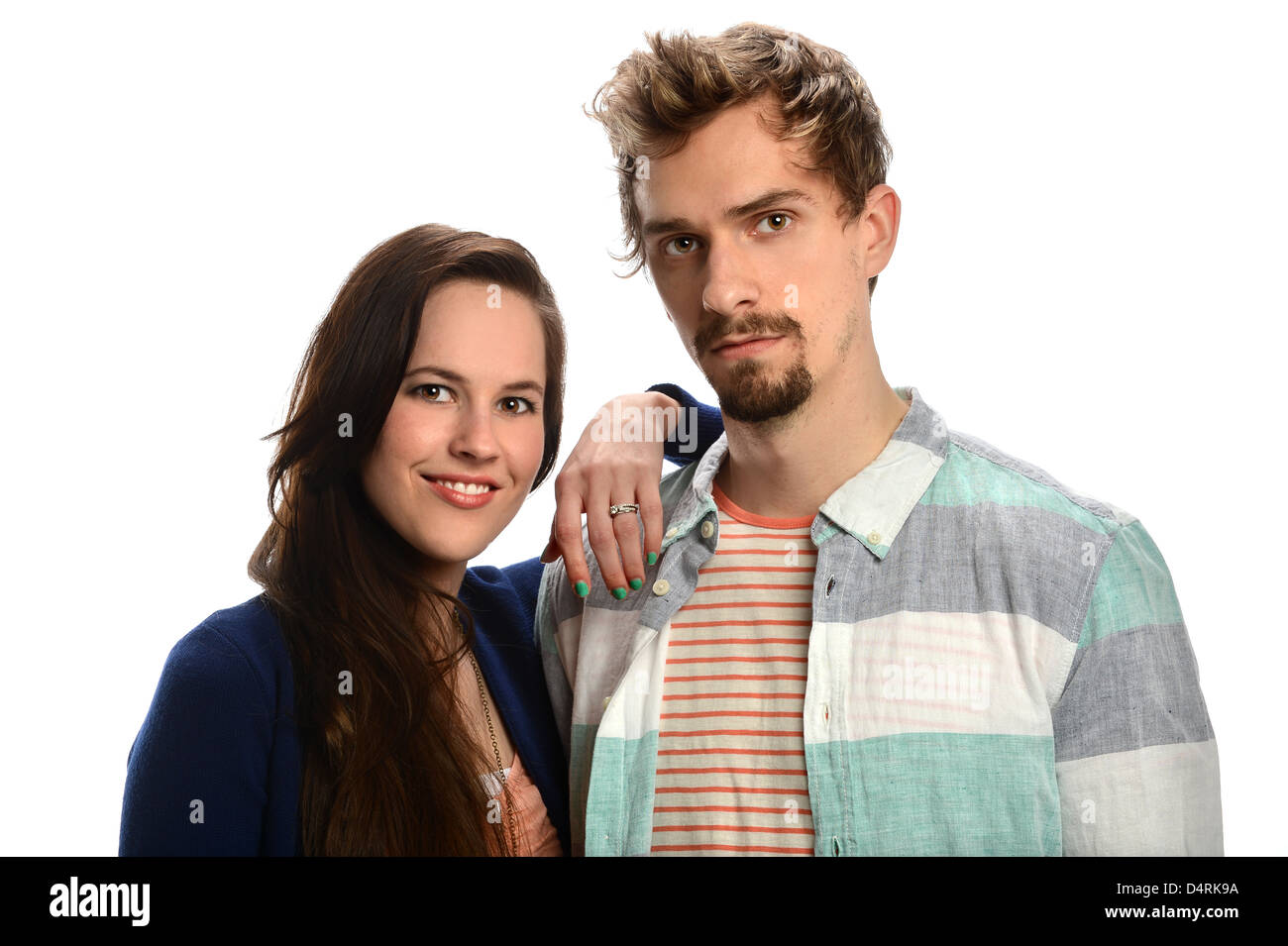 Portrait of young couple isolated over white background Stock Photo - Alamy