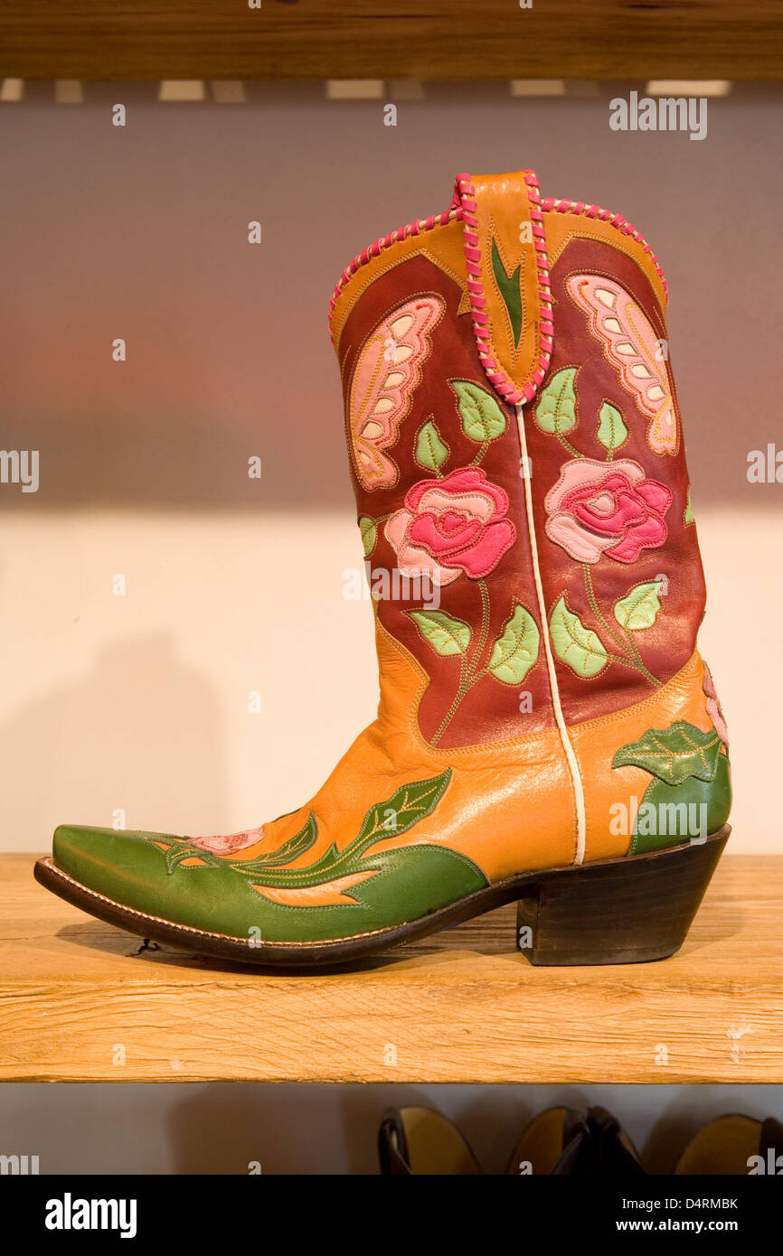 Santa Fe Back at the Ranch boutique cowboy boots Stock Photo Alamy