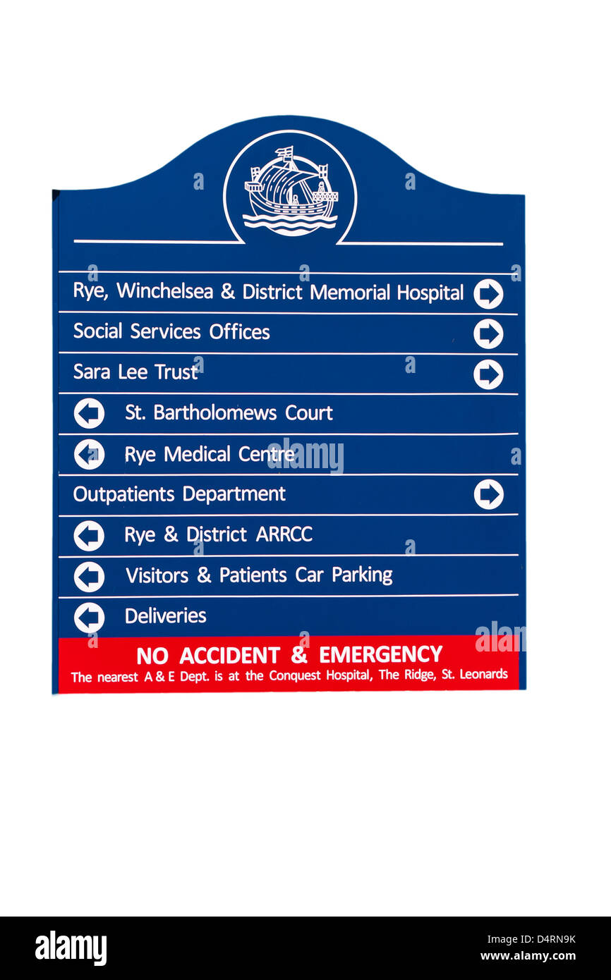 Rye Winchelsea & District Memorial Hospital Sign East Sussex England Stock Photo