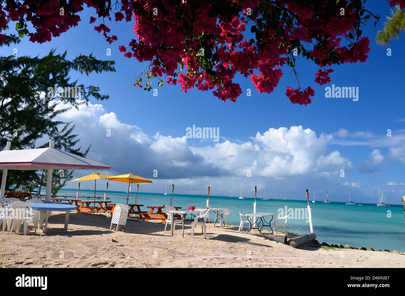 Restaurant on the beach of Anegada, British Virgin Islands. Stock Photo