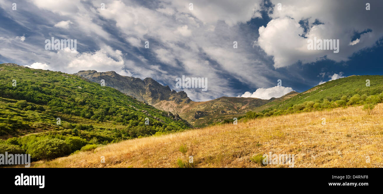 Looking towards Curavacas, the highest peak in the Palentine Mountains, part of the Cantabrian Mountain Range of northern Spain Stock Photo