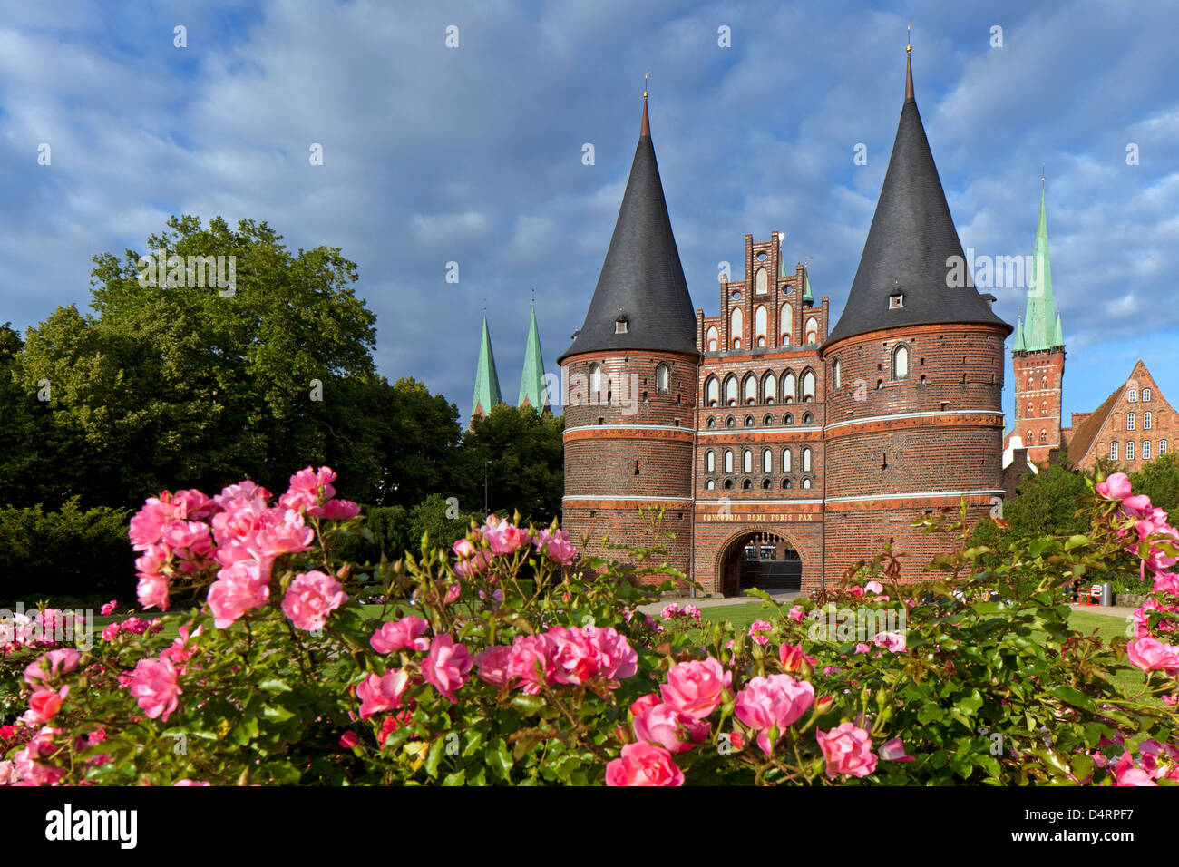 Holsten Gate / Holstein Tor / Holstentor, brick Gothic city gate at the Hanseatic city of Lübeck, Schleswig-Holstein, Germany Stock Photo