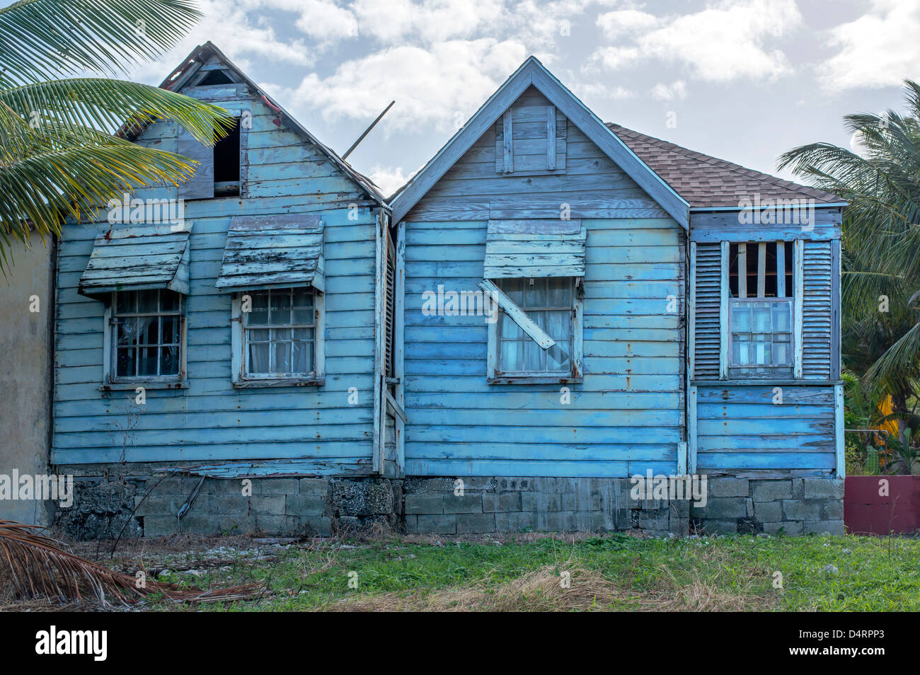 rundown old wooden house near Bathsheba, Barbados, Caribbean Stock