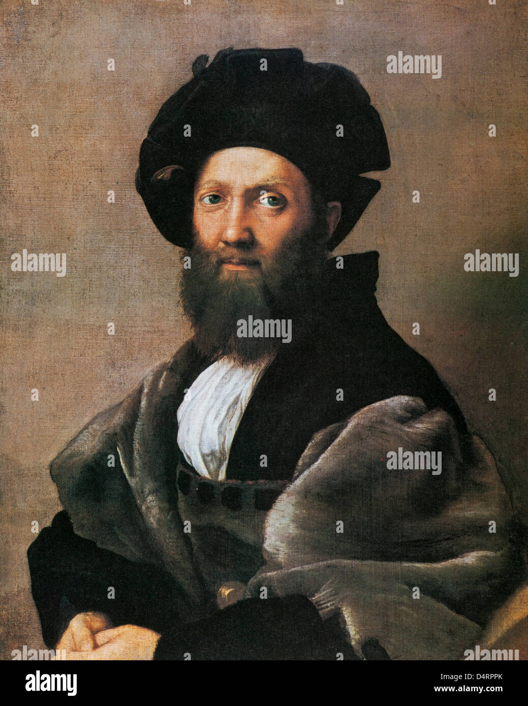 Portrait of Baldassare Castiglione, 1514 by Raphael Louvre Museum Stock Photo