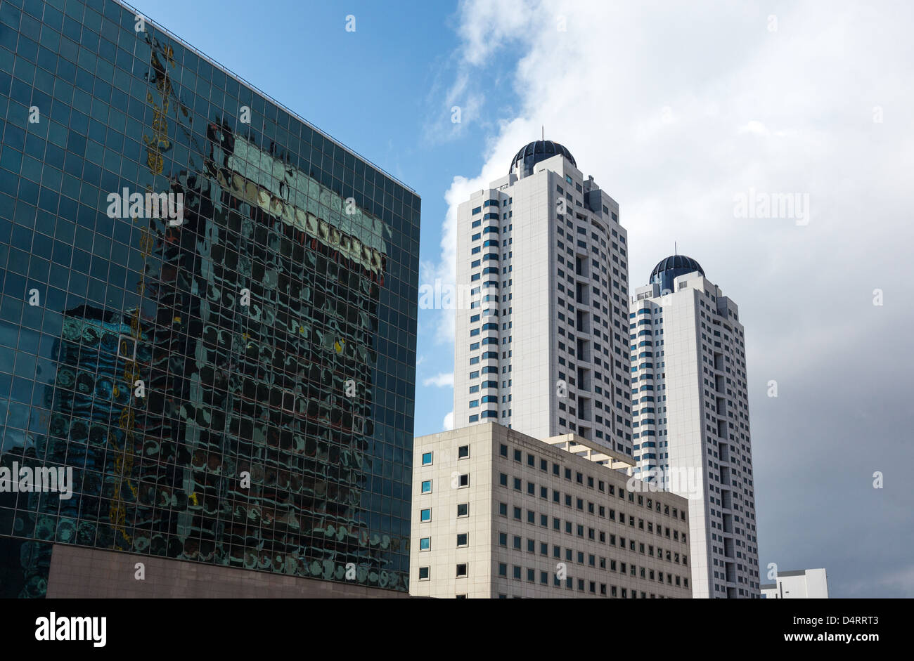 Guy Looks Skyscrapers Istanbul Boy Background Stock Photo