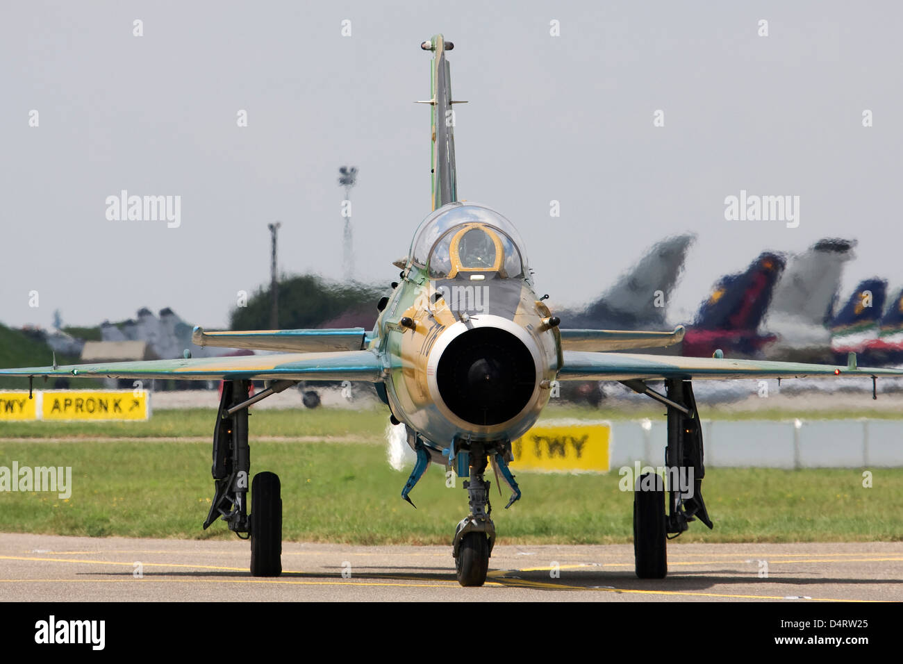 Romanian Air Force MiG-21UM LanceR-B, Kecskemet, Hungary. Stock Photo