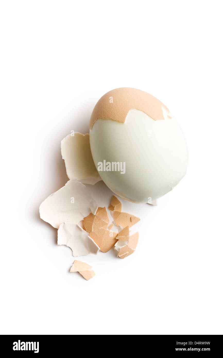 peeled boiled egg on white background Stock Photo
