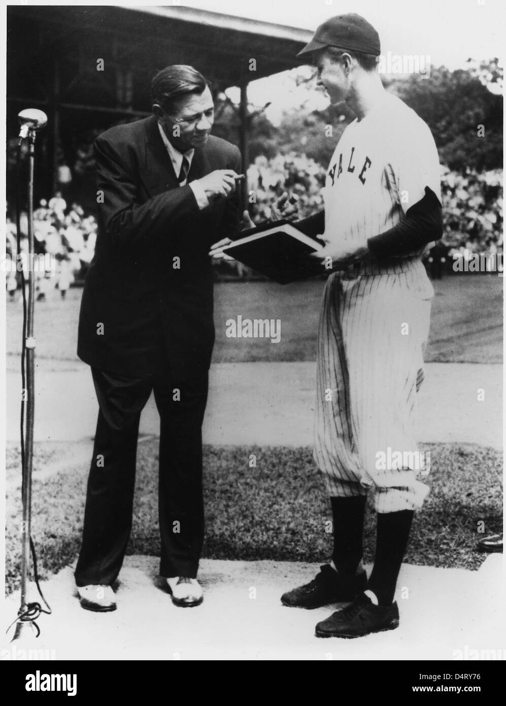 A photograph showing George H. W. Bush, as captain of the Yale baseball ...