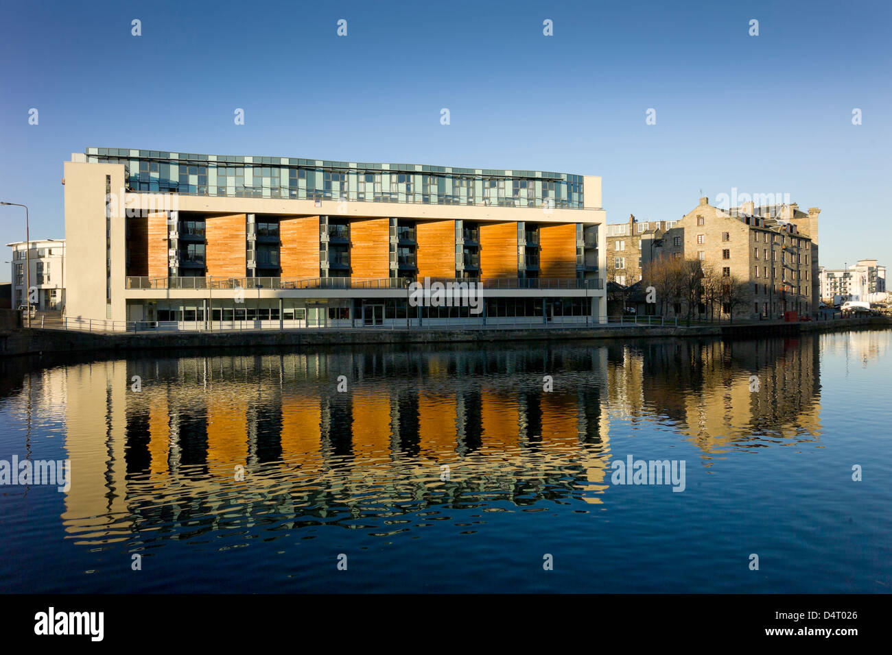 leith waterfront apartments with afternoon sun Stock Photo