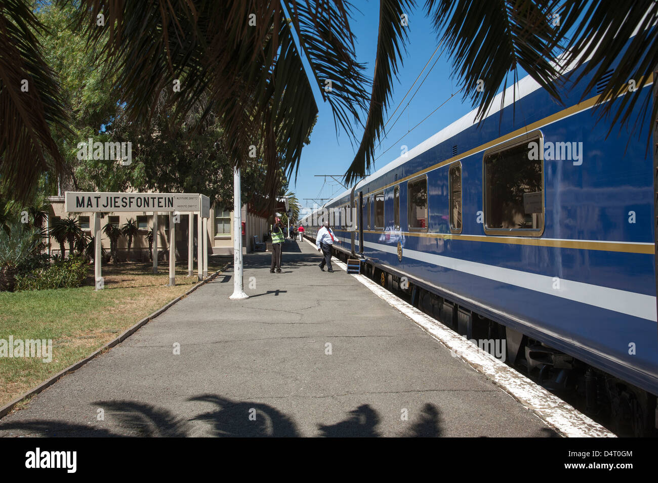 The blue Train at Matjiesfontein in the Karoo region of South Africa