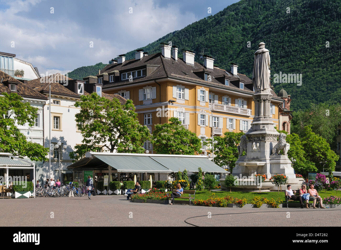 Bolzano, Italy. Piazza Walther. Walther Square. Stock Photo