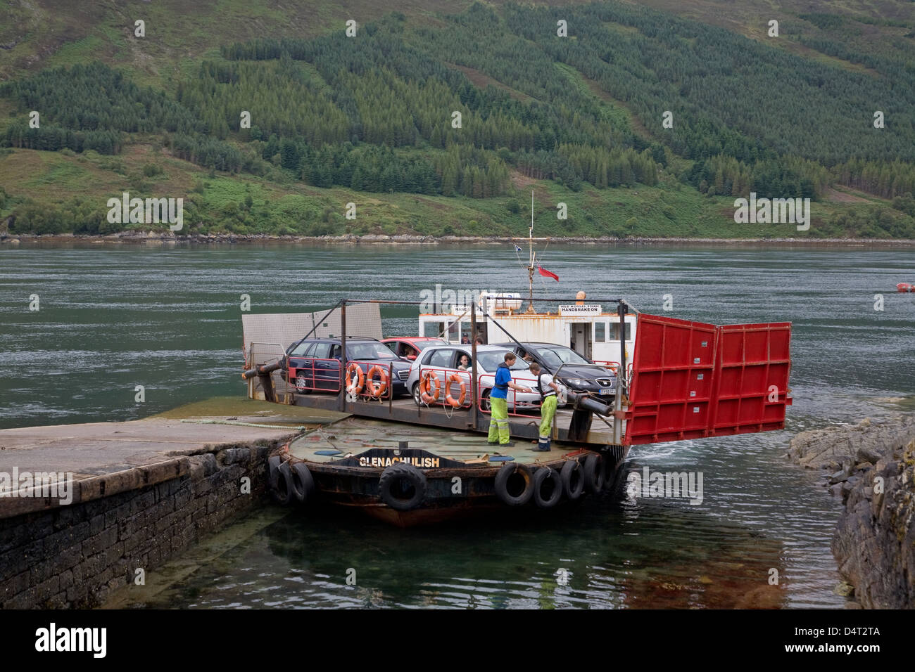 Glenelg, the UK, the car ferry shuttles between Glenelg and Kylehea Stock Photo