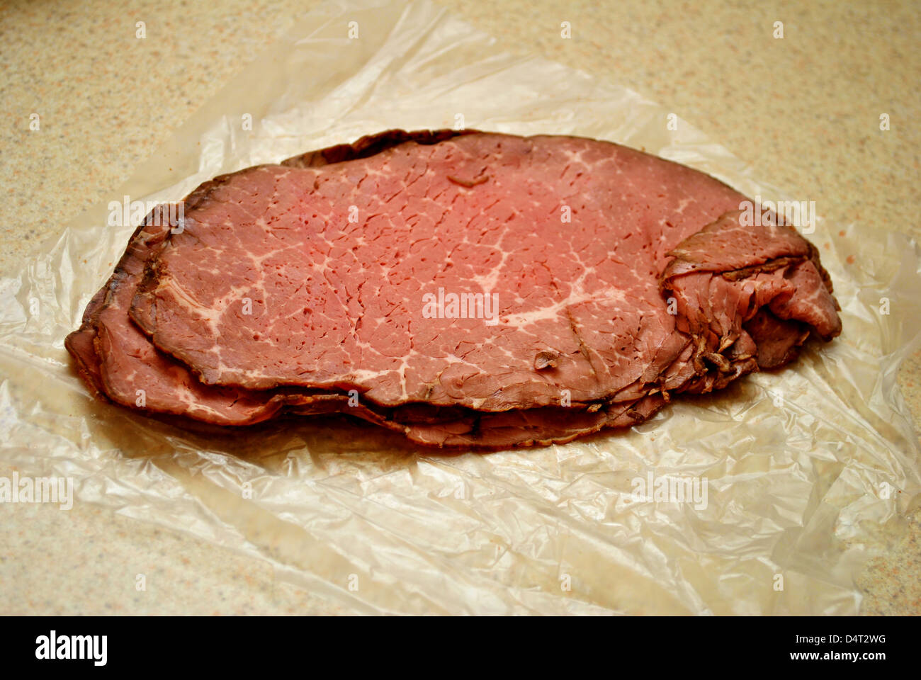 Rare Roast Beef Luncheon Meat Stock Photo