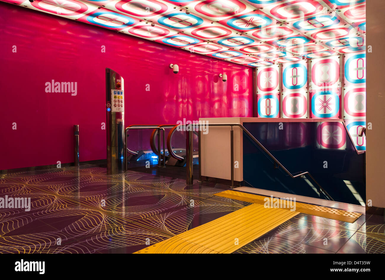 The spectacular, bright interior of the Università Metro Station, Naples, Italy. Stock Photo