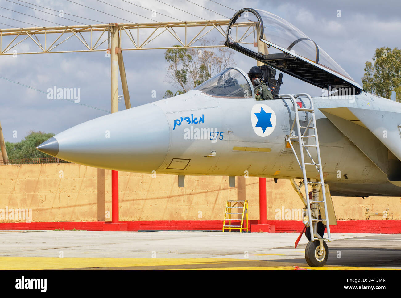 A McDonnell Douglas F-15C Eagle Baz aircraft of the Israeli Air Force, Tel Nof Air Base, Israel. Stock Photo