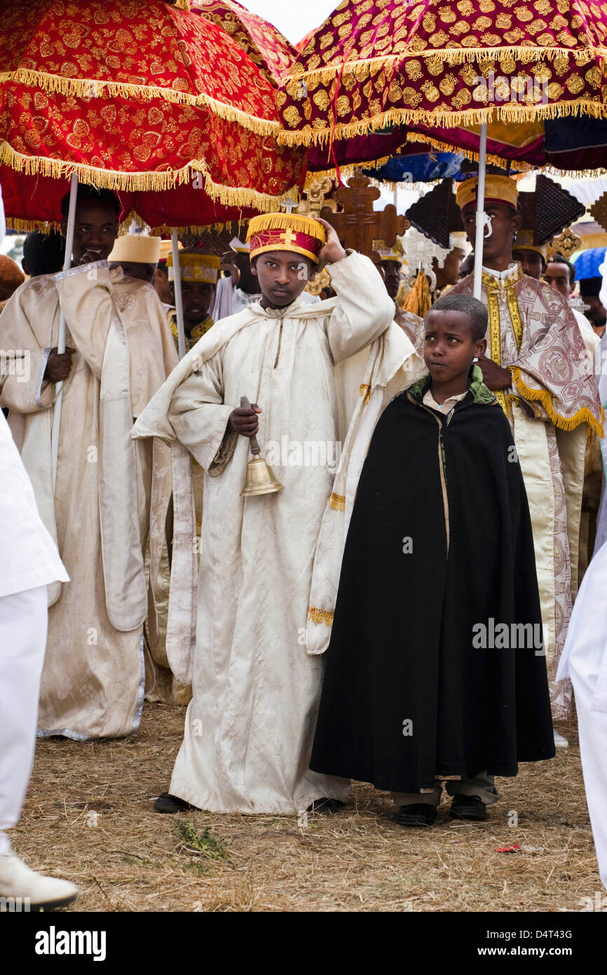 Timkat ceremony of the orthodox church in Addis Ababa, Ethiopia Stock Photo