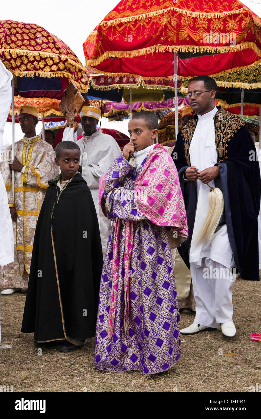 Timkat ceremony of the orthodox church in Addis Ababa, Ethiopia Stock Photo