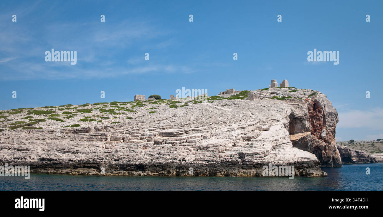 The cliffs of Mana island, Kornati group, Croatia Stock Photo