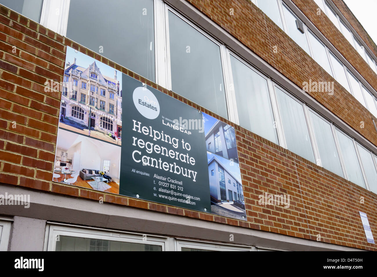 Alastair Quinn Estates Canterbury City Regeneration. Conversion of office block to retail and two bedroom apartments and flats. Stock Photo