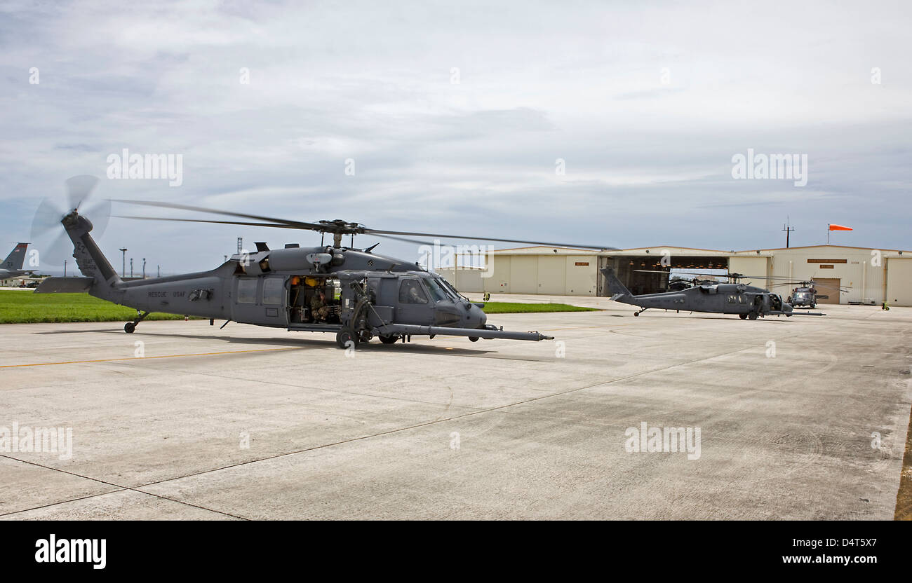 Hh 60g pave hawk helicopters at kadena air base okinawa japan stock