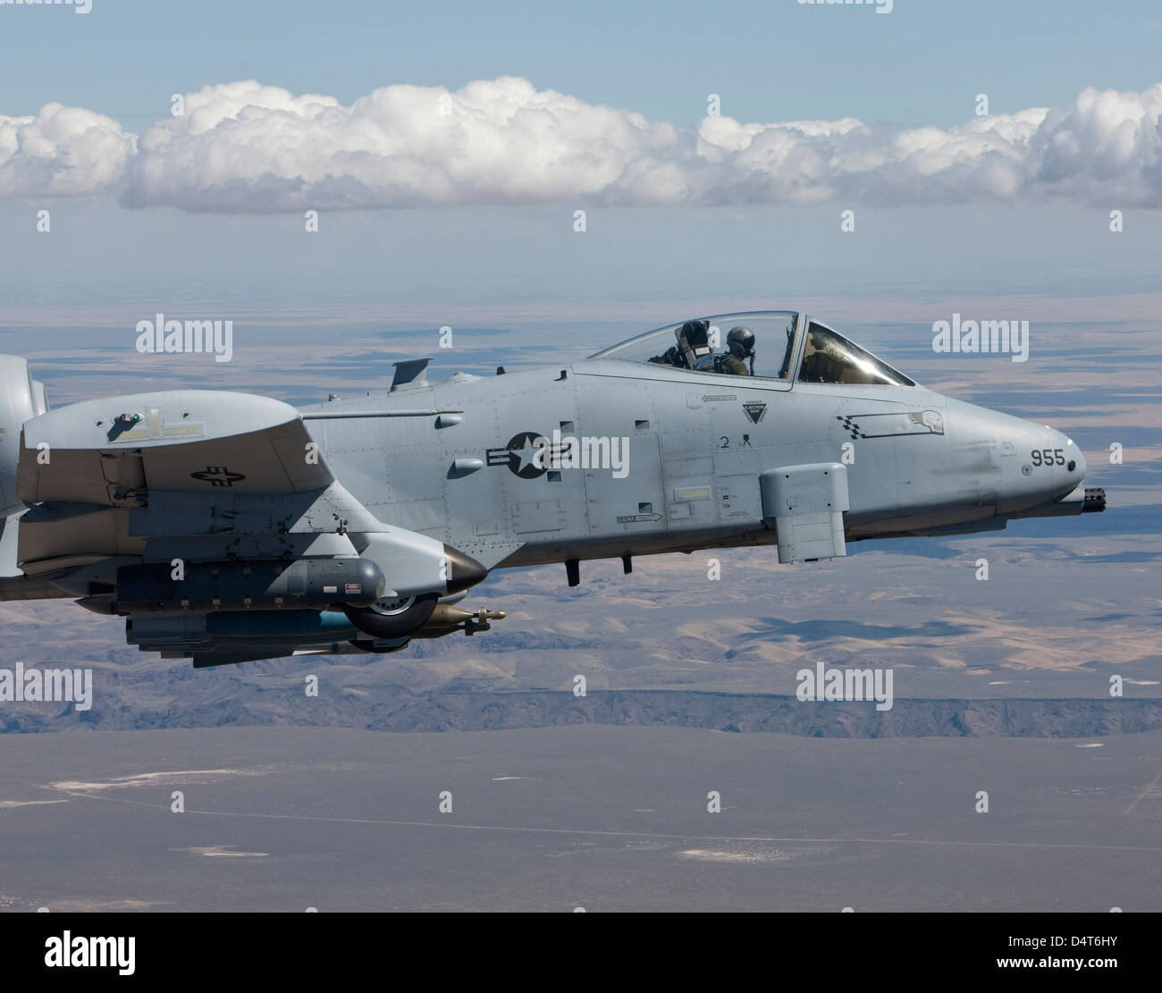 An A-10C Thunderbolt flies over the Saylor Creek bombing range, Idaho Stock Photo