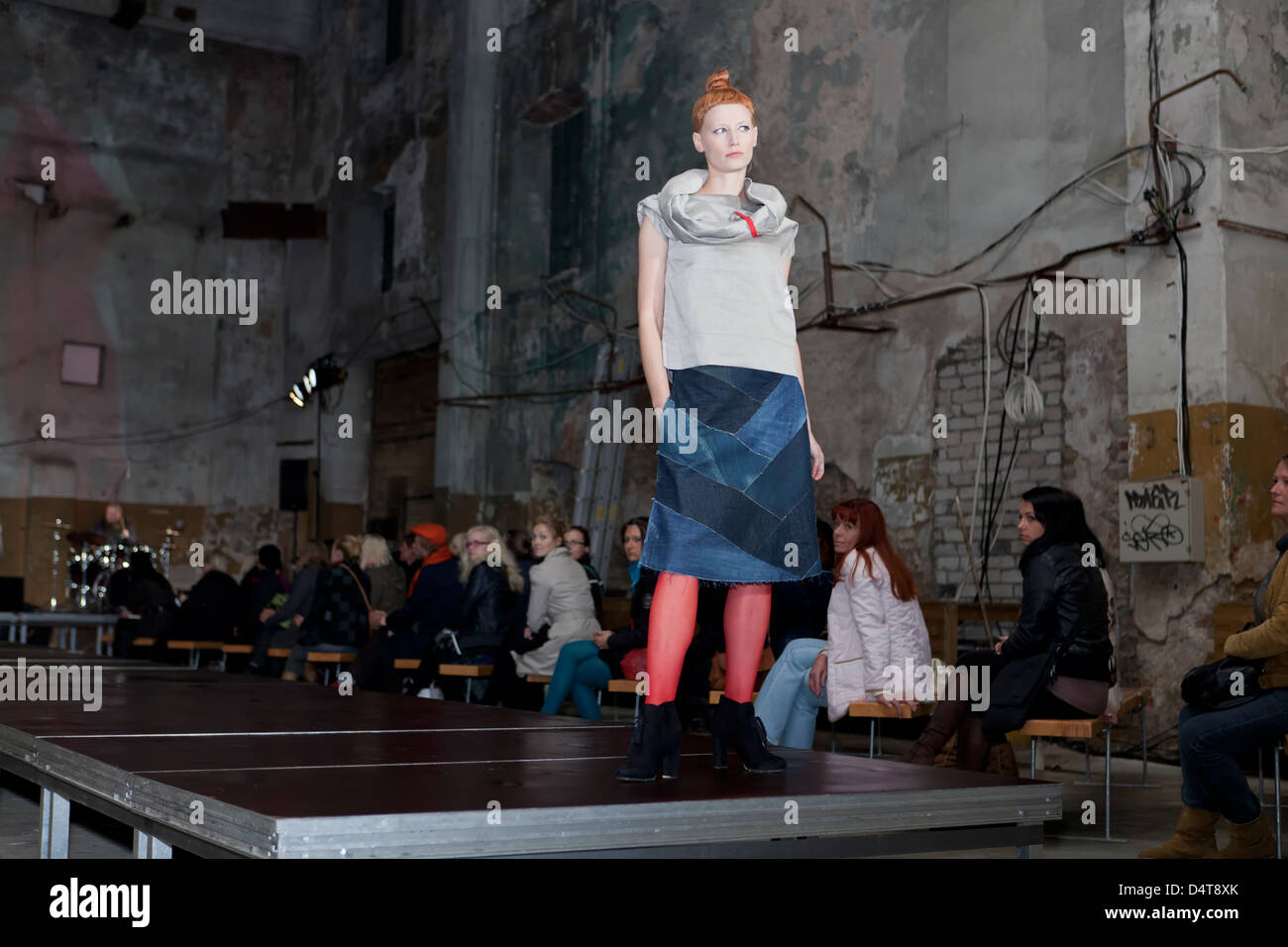 Tallinn, Estonia, Trash Fashion Show in trend shows the new collection by Reet Aus Stock Photo