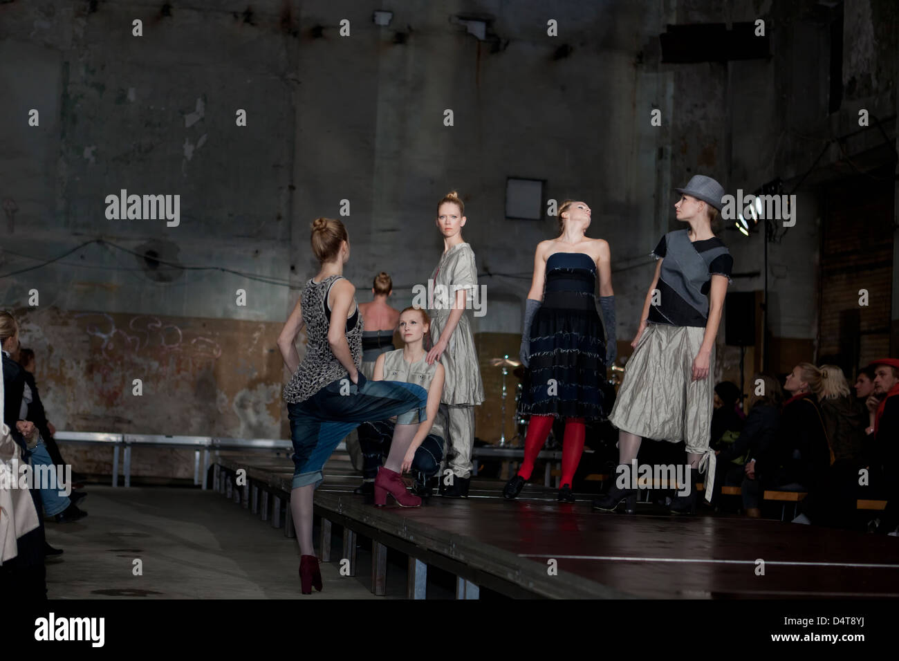 Tallinn, Estonia, Trash Fashion Show in trend shows the new collection by Reet Aus Stock Photo