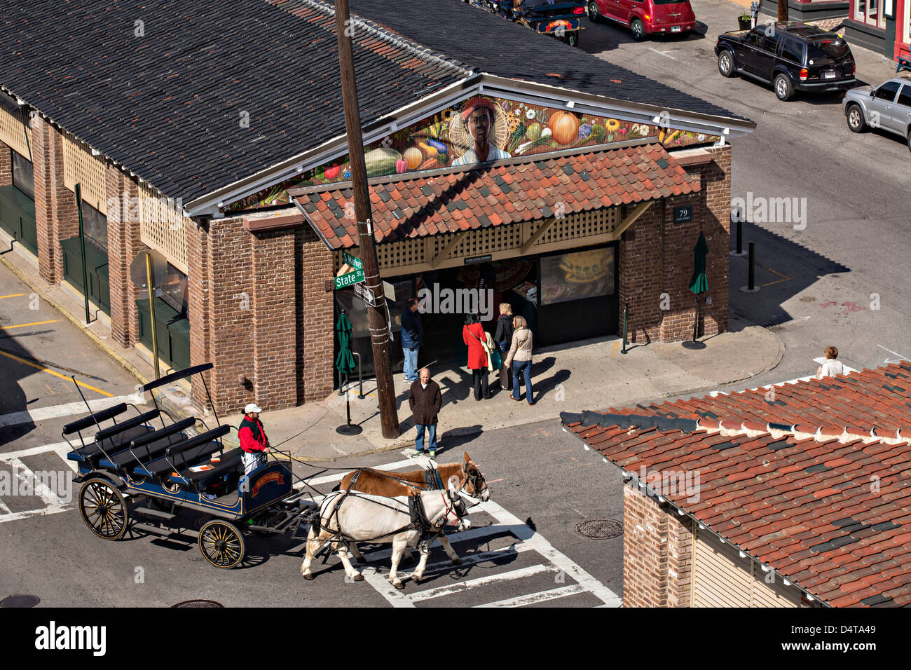 Aerial view of the Historic Charleston City Market on Market Street in