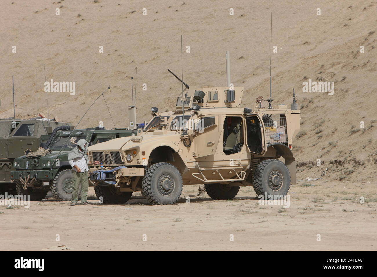 The Oshkosh M-ATV is an MRAP (Mine Resistant Ambush Protected) vehicle commonly found in Afghanistan. Stock Photo