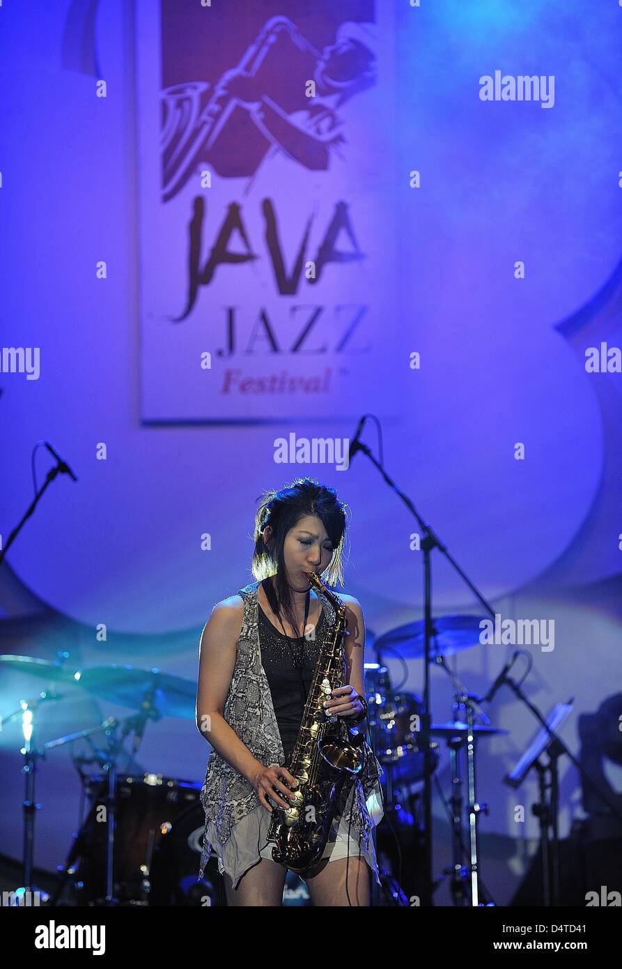 Kaori Kobayashi, Mar 03, 2013 :  Kaori Kobayashi, Japanese jazz saxophonist and flautist performance at Java Jazz Festival 2013. Java Jazz Festival 2013 tagline Jazz Up The World, featuring 50 international jazz musicians and 150 locals would be held in Jakarta International Expo Kemayoran, March 1-3, 2013 with 17 stages and more than 60 shows. (Photo by Robertus Pudyanto/Aflo) Stock Photo