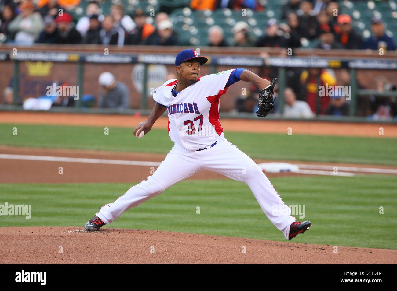 Edinson Volquez (DOM),  MARCH 18, 2013 - WBC :  World Baseball Classic 2013  Championship Round  Semifinal 2  between Netherlands 1-4 Dominican Republic  at AT&T Park in San Francisco, California, United States.  (Photo by AFLO) Stock Photo