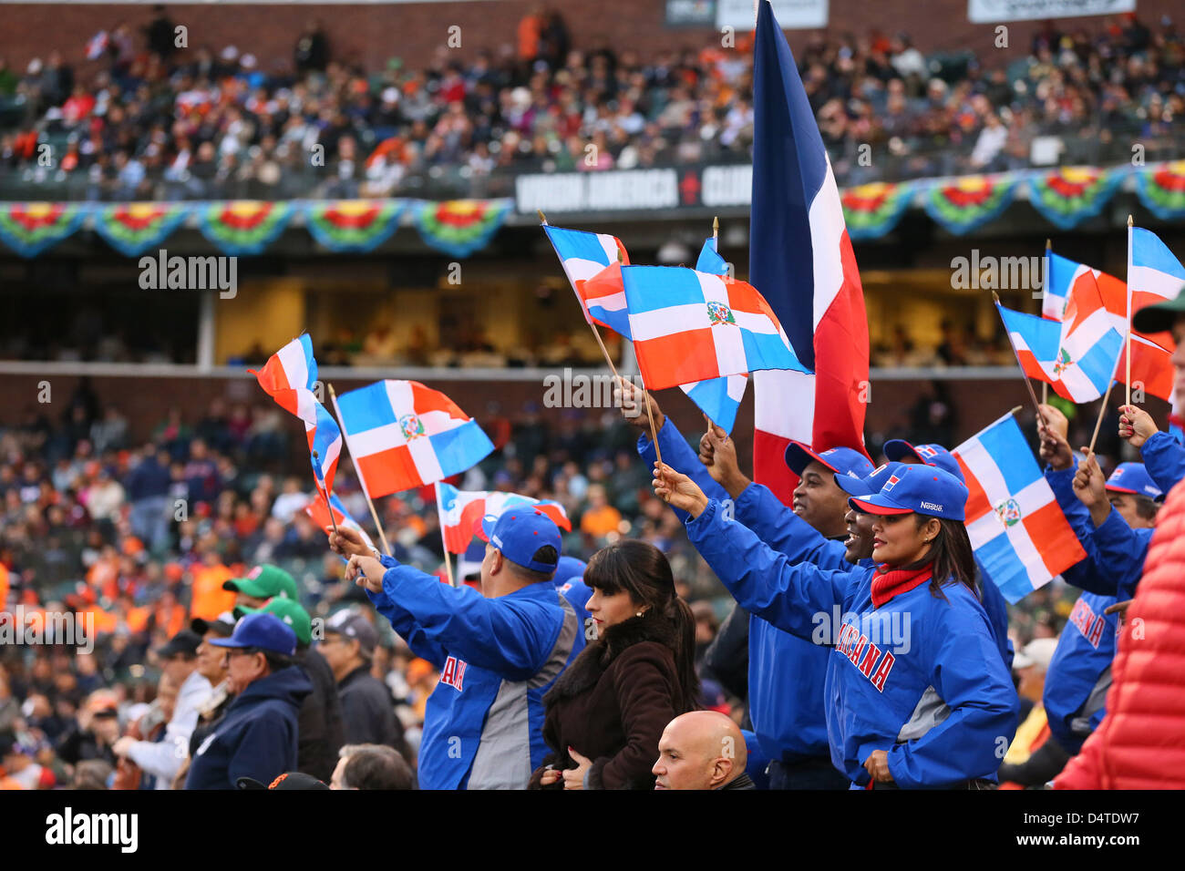 Dominican Republic fans (DOM),  MARCH 18, 2013 - WBC :  World Baseball Classic 2013  Championship Round  Semifinal 2  between Netherlands 1-4 Dominican Republic  at AT&T Park in San Francisco, California, United States.  (Photo by AFLO) Stock Photo
