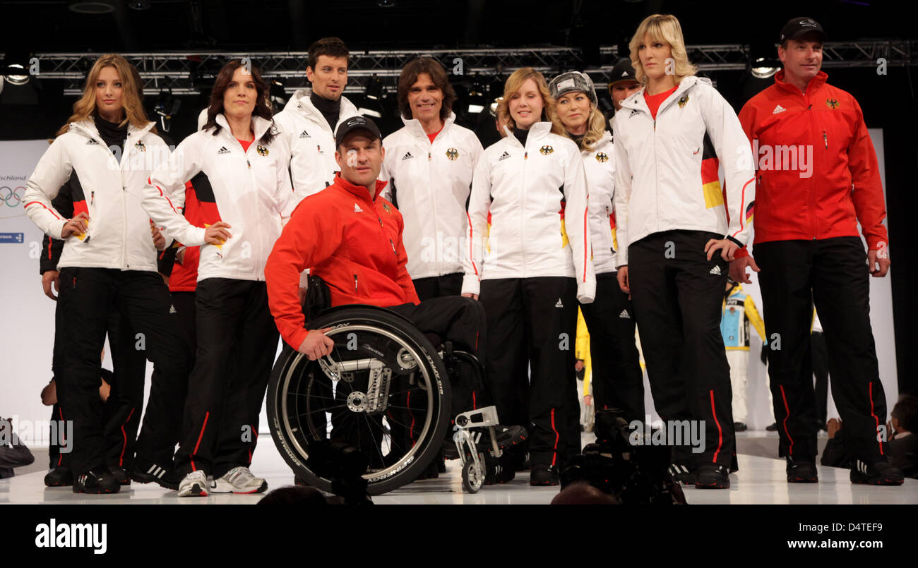 German athletes present the official dress of the German Skiing
