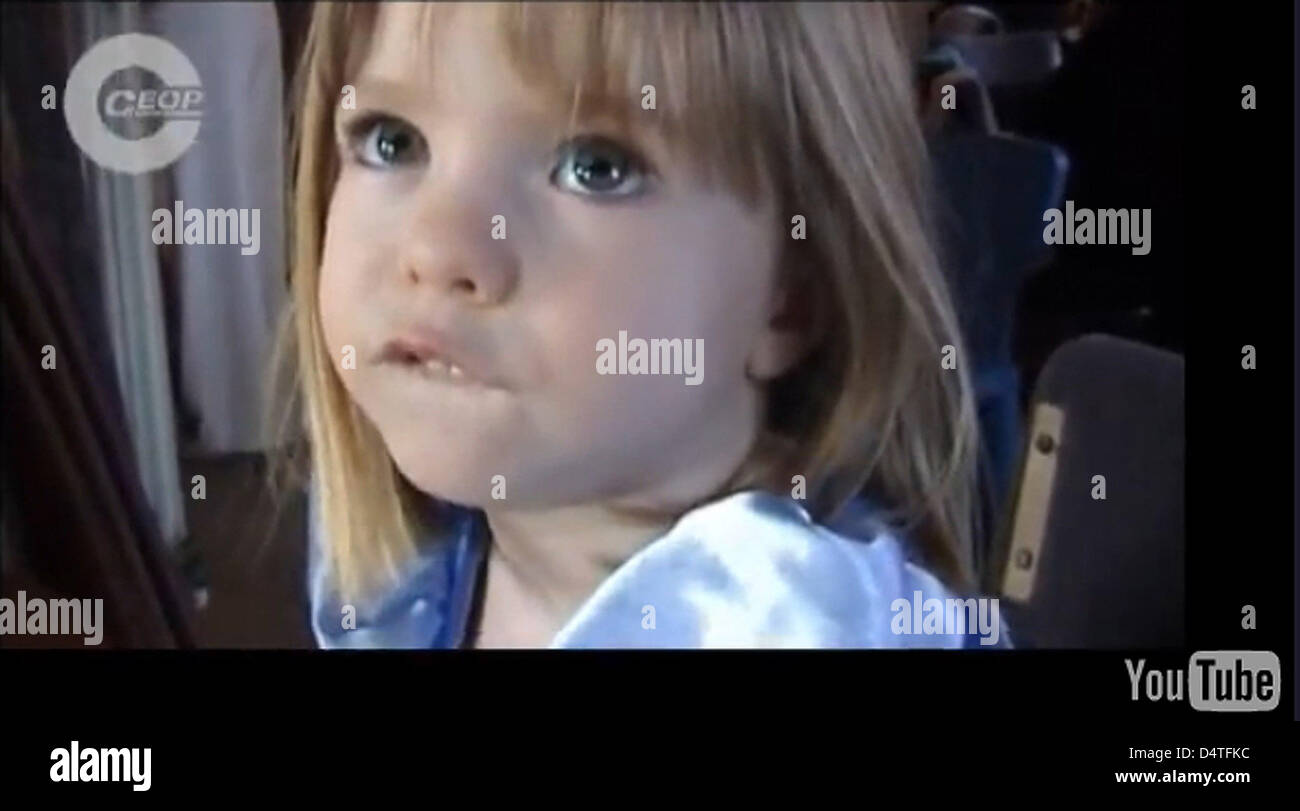A handout screen shot taken from a video which was published by child protection organisation ?Child Exploitation and Online Protection (Ceop)? on 03 November 2009, shows missing British girl Madeleine McCann. Two-and-a-half-years after the girl?s disappearance in May 2007, the parents have started yet another public campaign to help find their daughter, of whom no further traces e Stock Photo