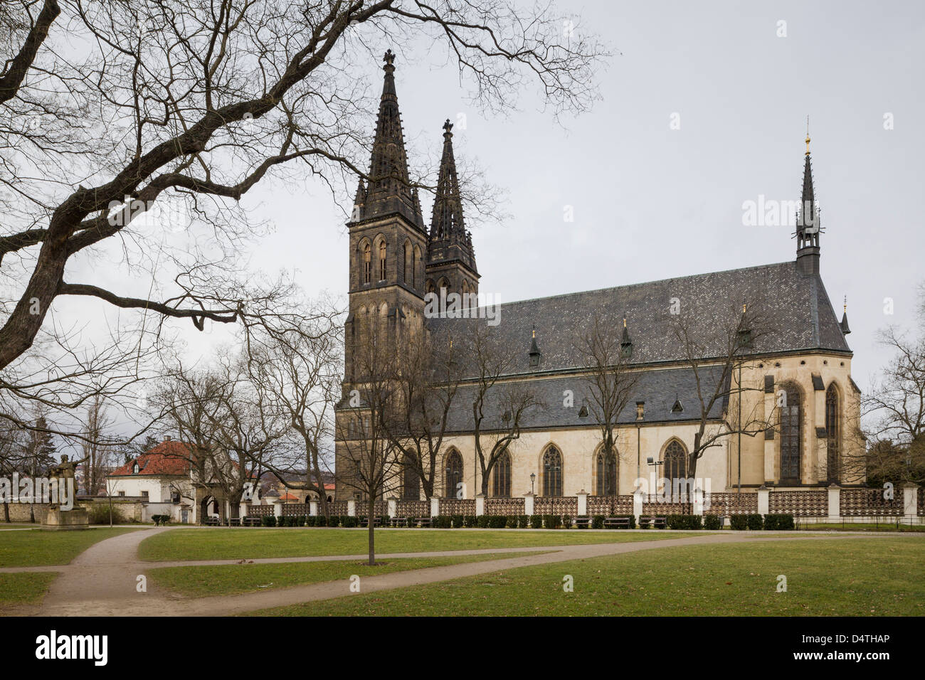 Czech Republic, Prague, Vyshegrad Cathedral of St Peter and St Paul (Kostel sv Petr a Pavel) view Stock Photo