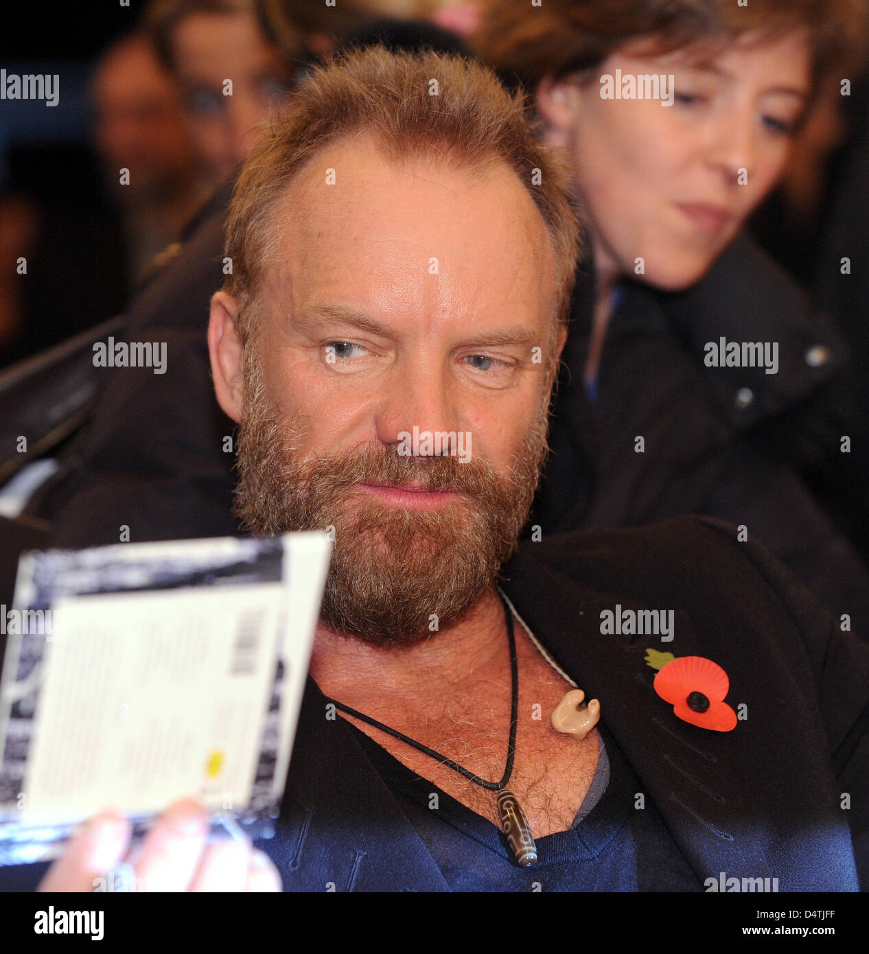 Rockstar Sting during his appearance at the 35th anniversary edition of live talkshow '3nach9' ('Three past nine') on German public broadcasting station Radio Bremen in Bremen, Germany, 06 November 2009. The first edition of the show was aired on 06 November 1974. Photo: Ingo Wagner Stock Photo