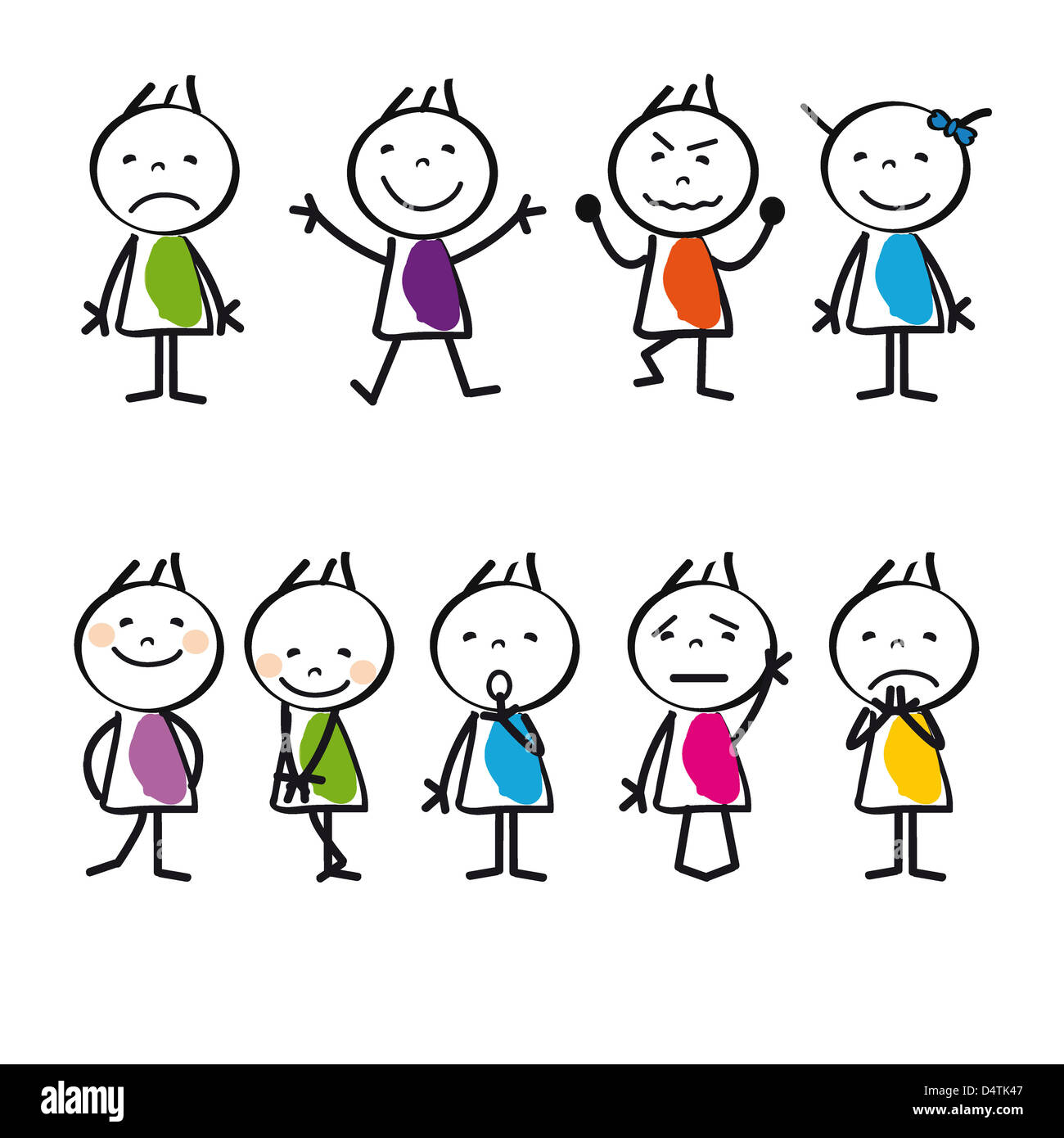 Cute and colorful cartoon kids sad and happy Stock Photo - Alamy