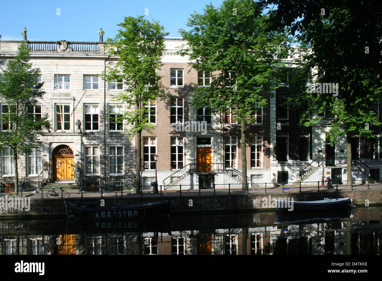 The Netherlands Holland Amsterdam Herengracht 460-462 Facade Cornice Dutch Baroque-Empire style 1671-1685 Canal District Golden Stock Photo