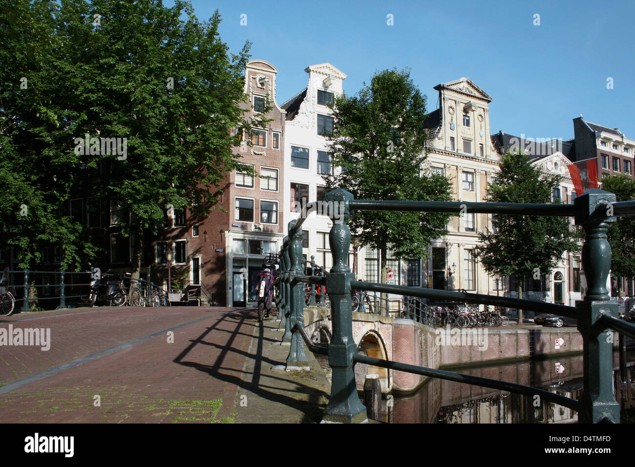 The Netherlands Holland Amsterdam Herengracht 394 Canal District Construction year 1671 Architecture Dutch Baroque Clock Gable Stock Photo