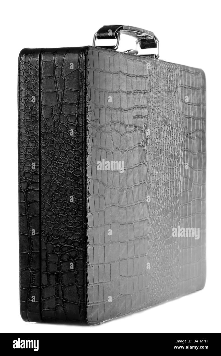 Black Leather Carrying Case on white background Stock Photo Alamy