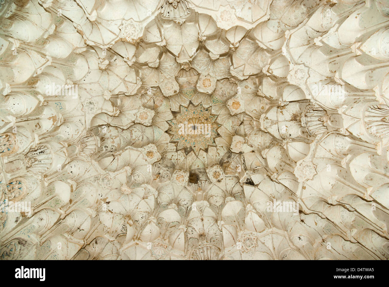 Ceiling Detail, Alhambra Palace Gardens, Granada, Spain Stock Photo