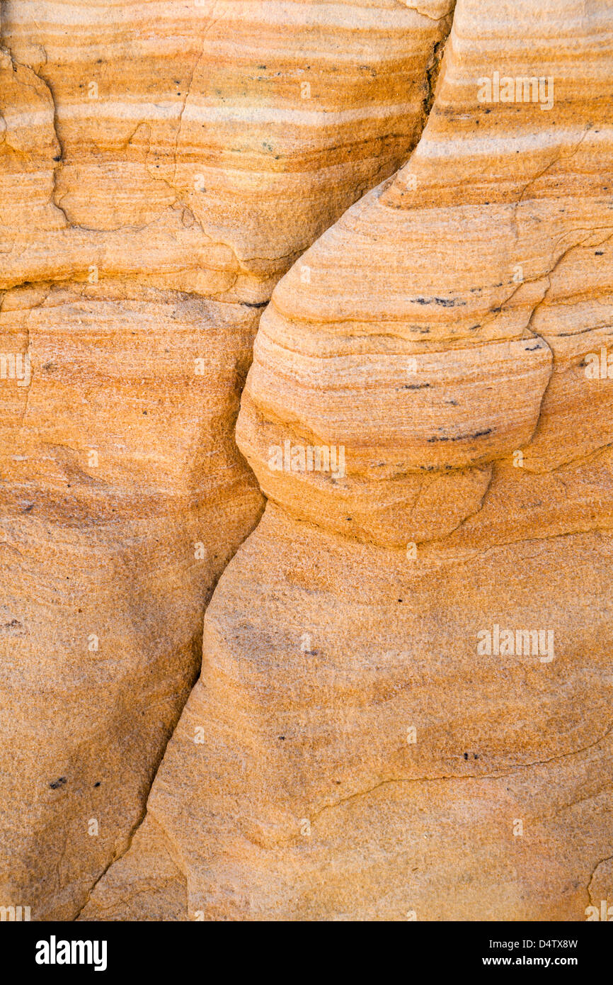 Vivid sandstone formations, Cabo De Gata Coastline, Spain Stock Photo