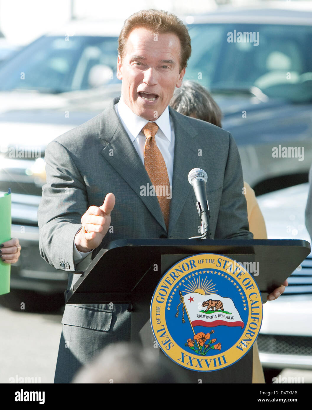 Californian governor Arnold Schwarzenegger speaks at the opening of the
