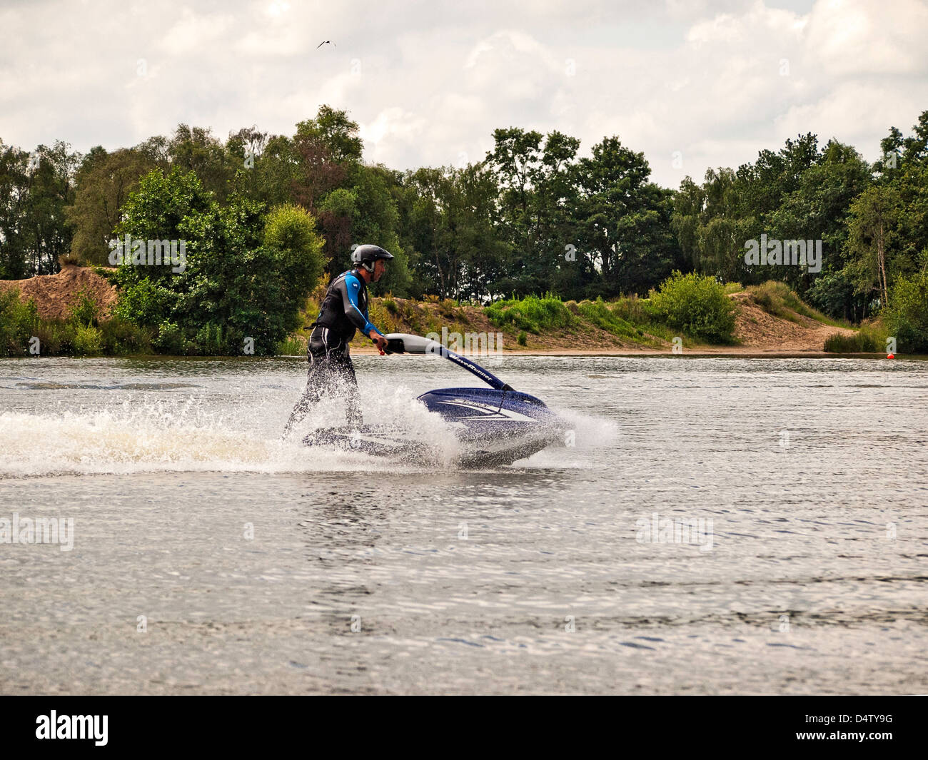 Jet skier at Leisure Lakes, Southport, Lancashire Stock Photo Alamy