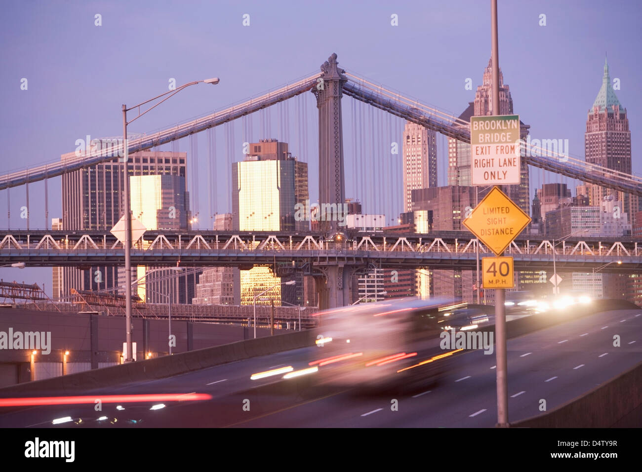 Time lapse view of New York City traffic Stock Photo