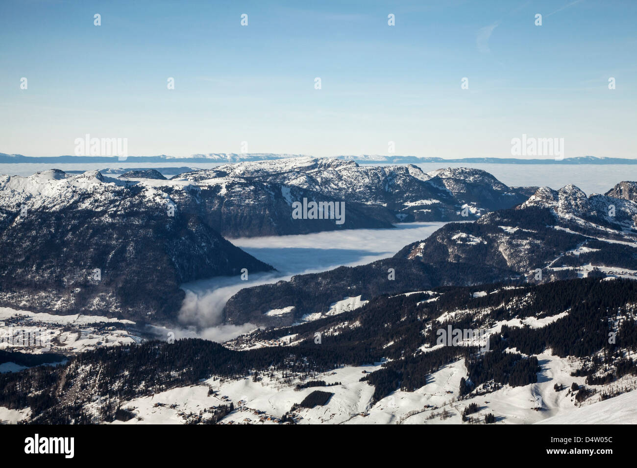 Aerial view of snowy mountains Stock Photo - Alamy