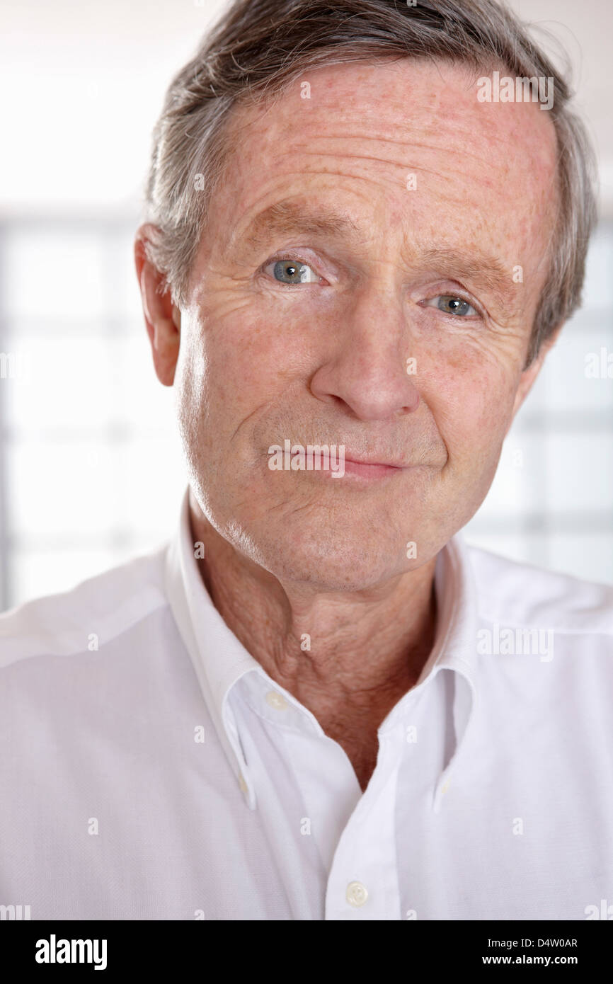 Close up of older man's smiling face Stock Photo