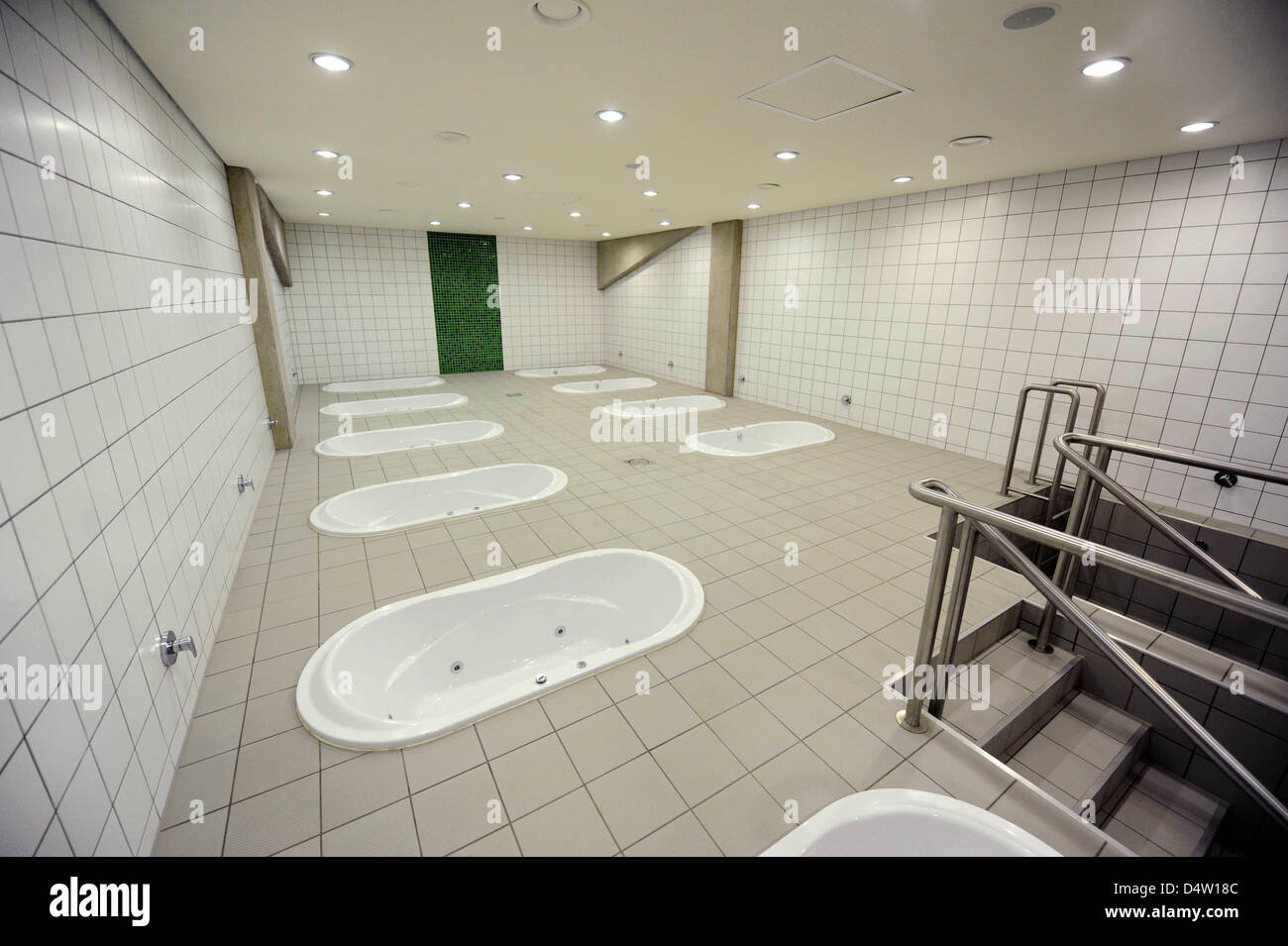 A washroom with whirlpool bath tubs pictured in the Moses Mabhida